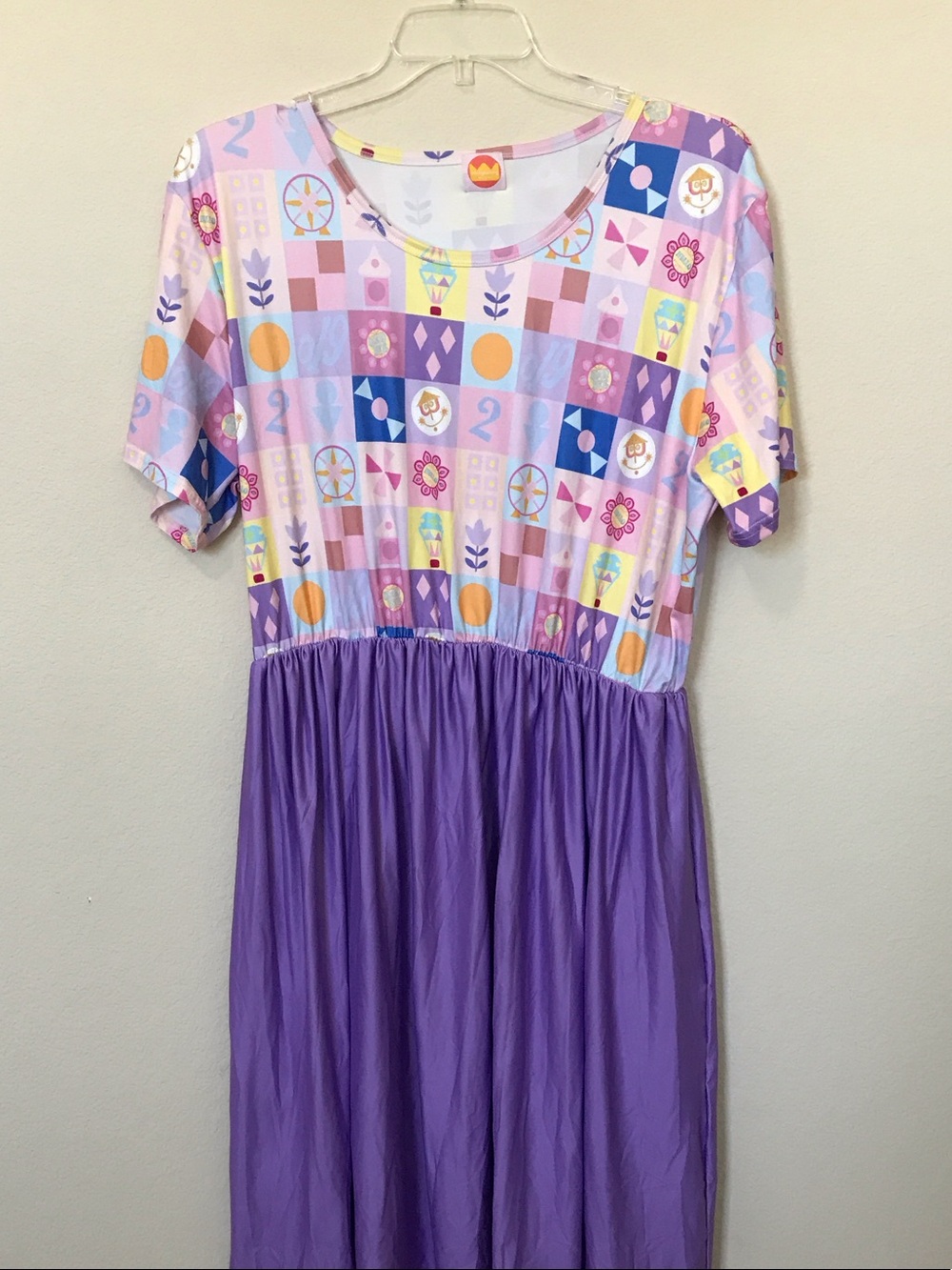 Womens it’s a small world Printed Bodice Casual Short-Sleeve Dress